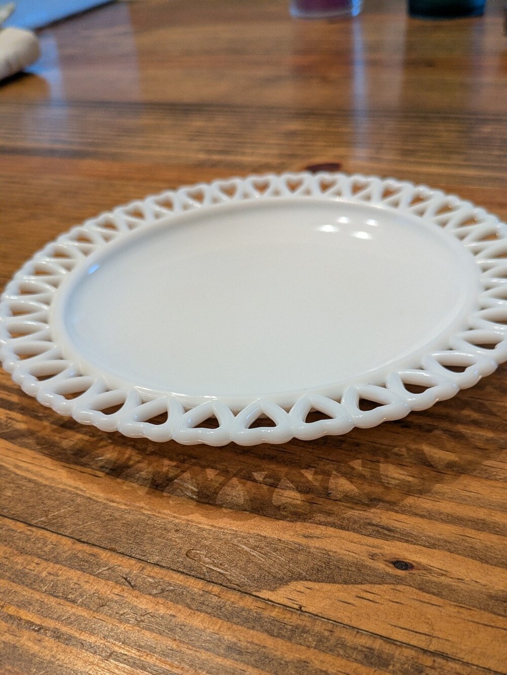 VTG 1950s Gunnar Ander/ Lindshammar Sweden Milk Glass Heart Lace Plate - Picture 3 of 5